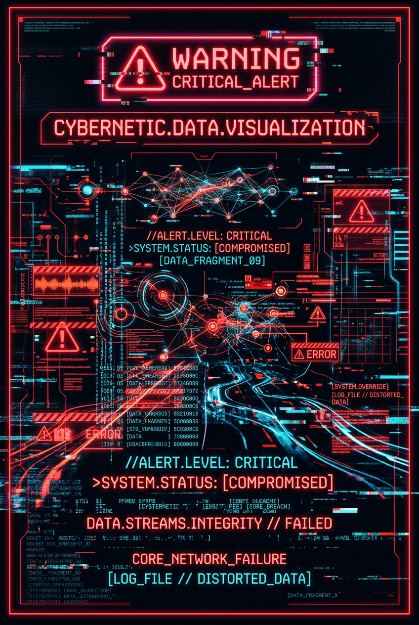 Glitch Cybernetic Red Poster - for online marketing | poster.sh