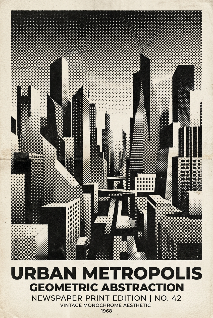 Halftone Geometric Monochrome - for printed materials | poster.sh