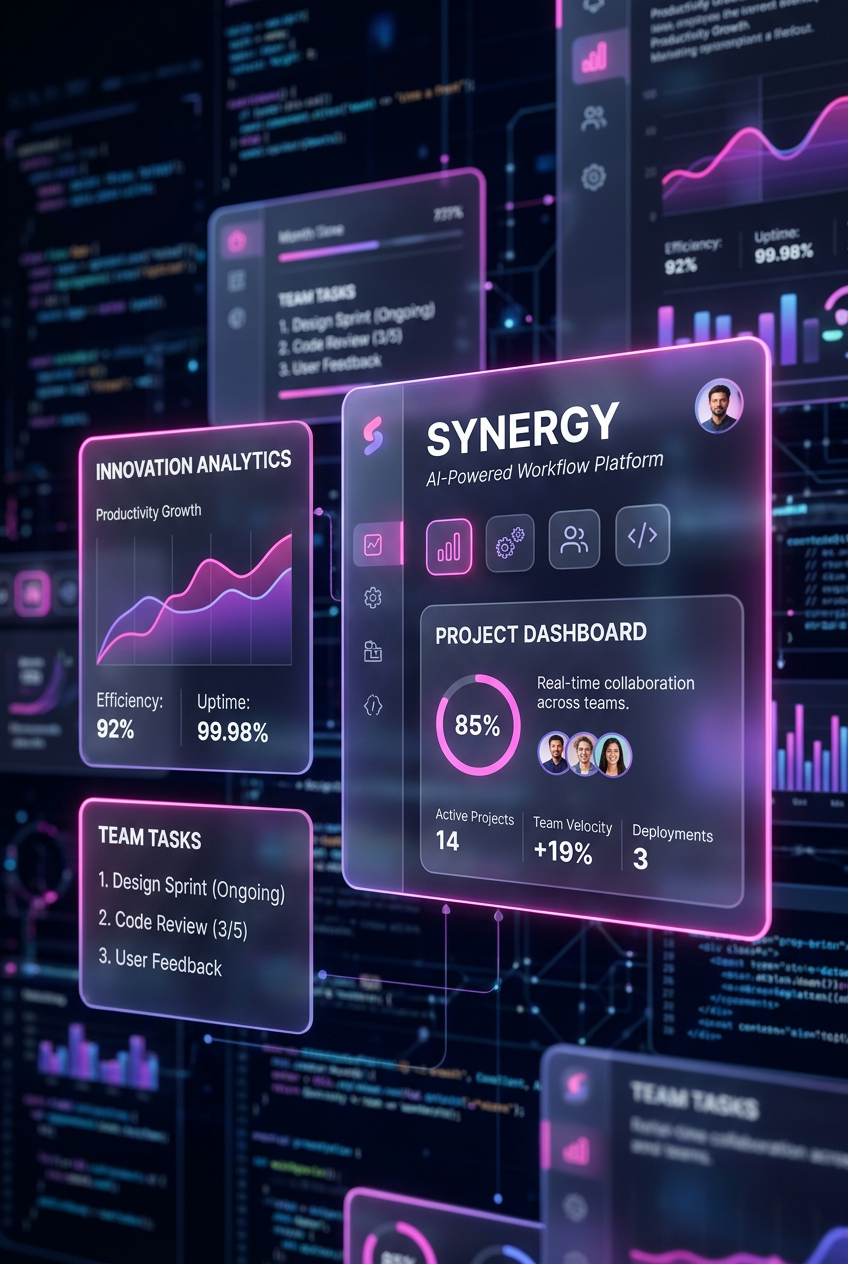 Glassmorphism Tech Dark Poster - for online marketing | poster.sh