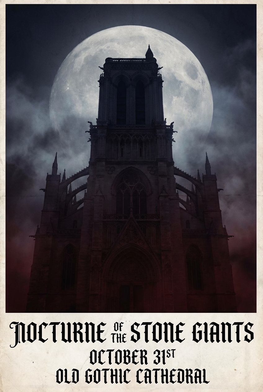 Gothic Cathedral Dark Illustration - for wall decoration | poster.sh