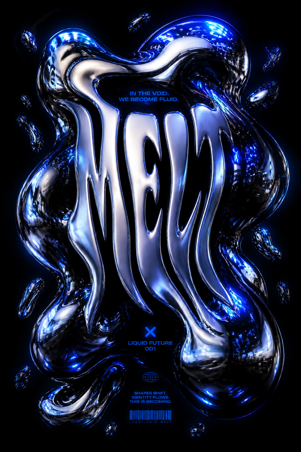Liquid Chrome Dark Mesmerizing Metallic Art | Poster