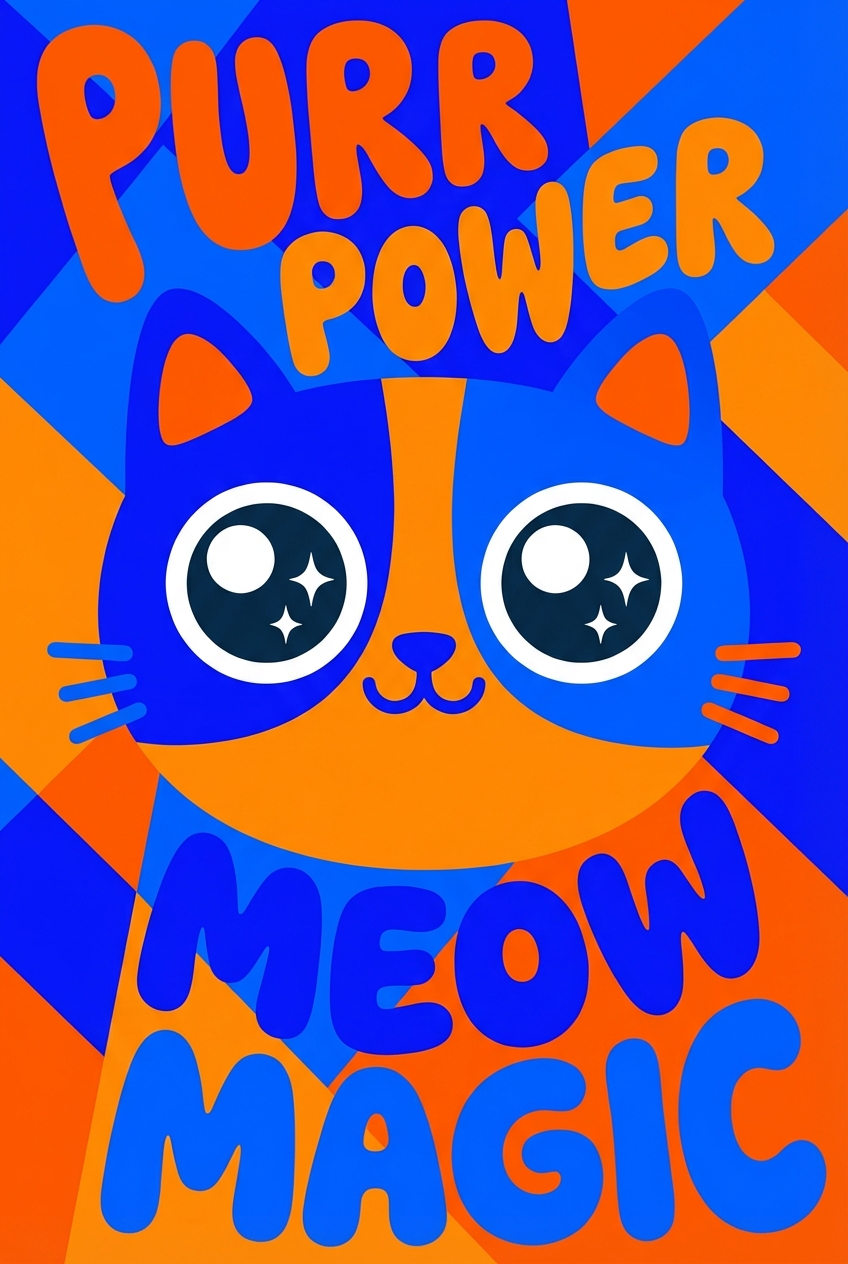 Kawaii Exaggerated Big Eyes Vibrant - for wall decoration | poster.sh
