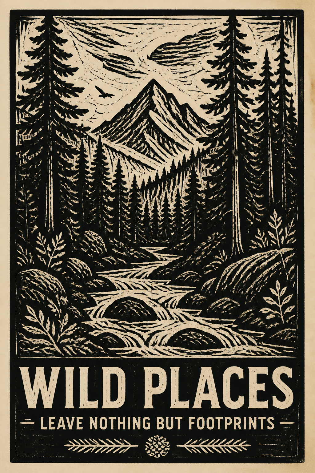 Been experimenting with linocut poster design - prompt in comments