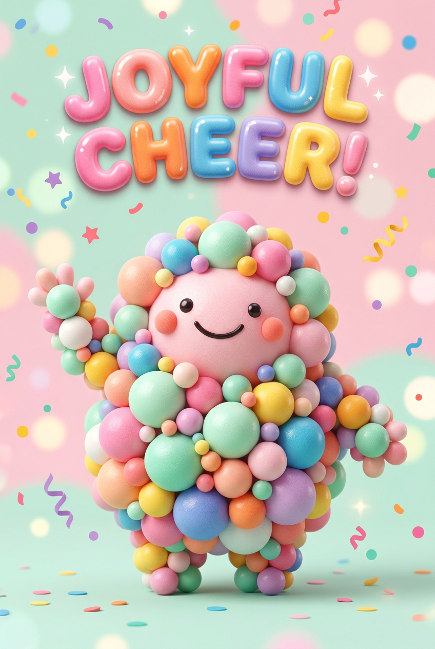 3d Bubble Text Smiling Pastel - for wall decoration | poster.sh