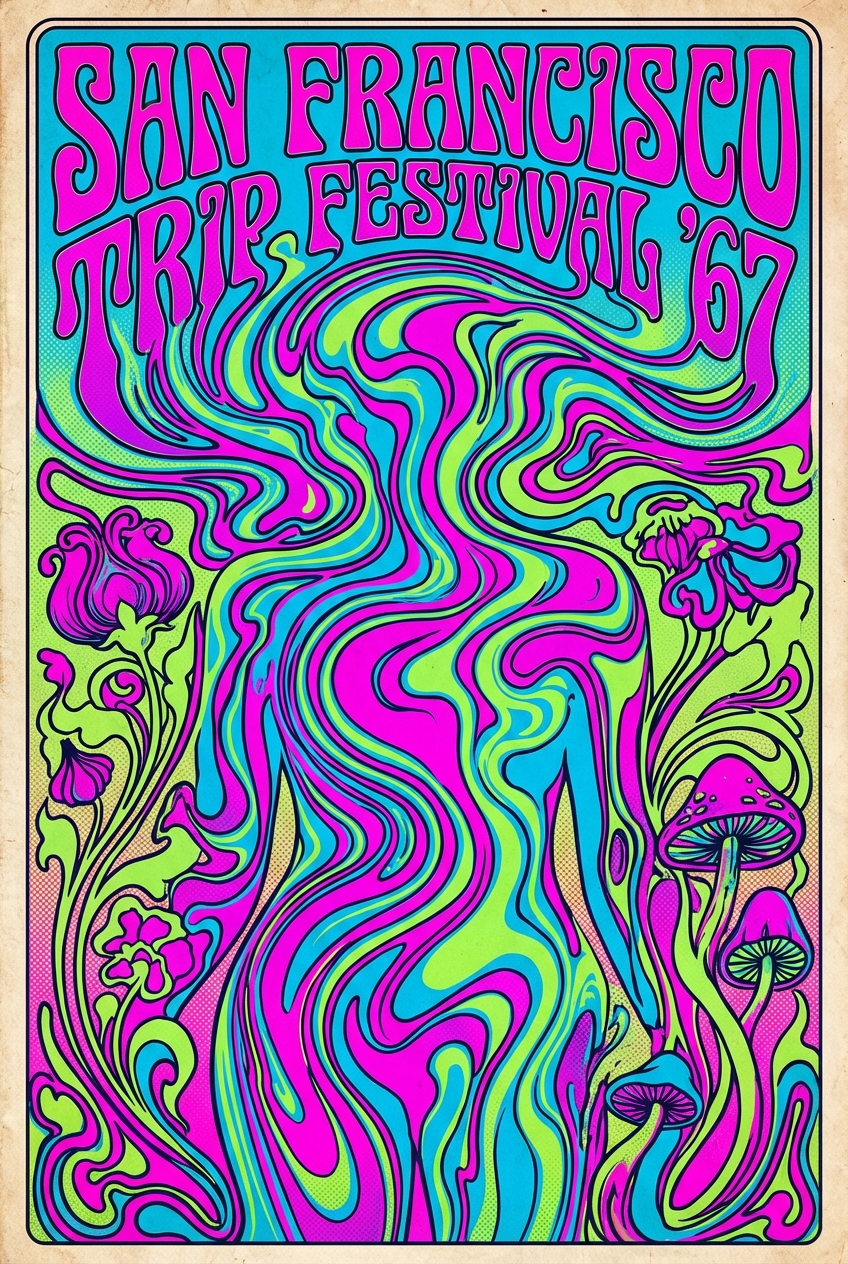 Psychedelic San Francisco Neon - for wall decoration | poster.sh