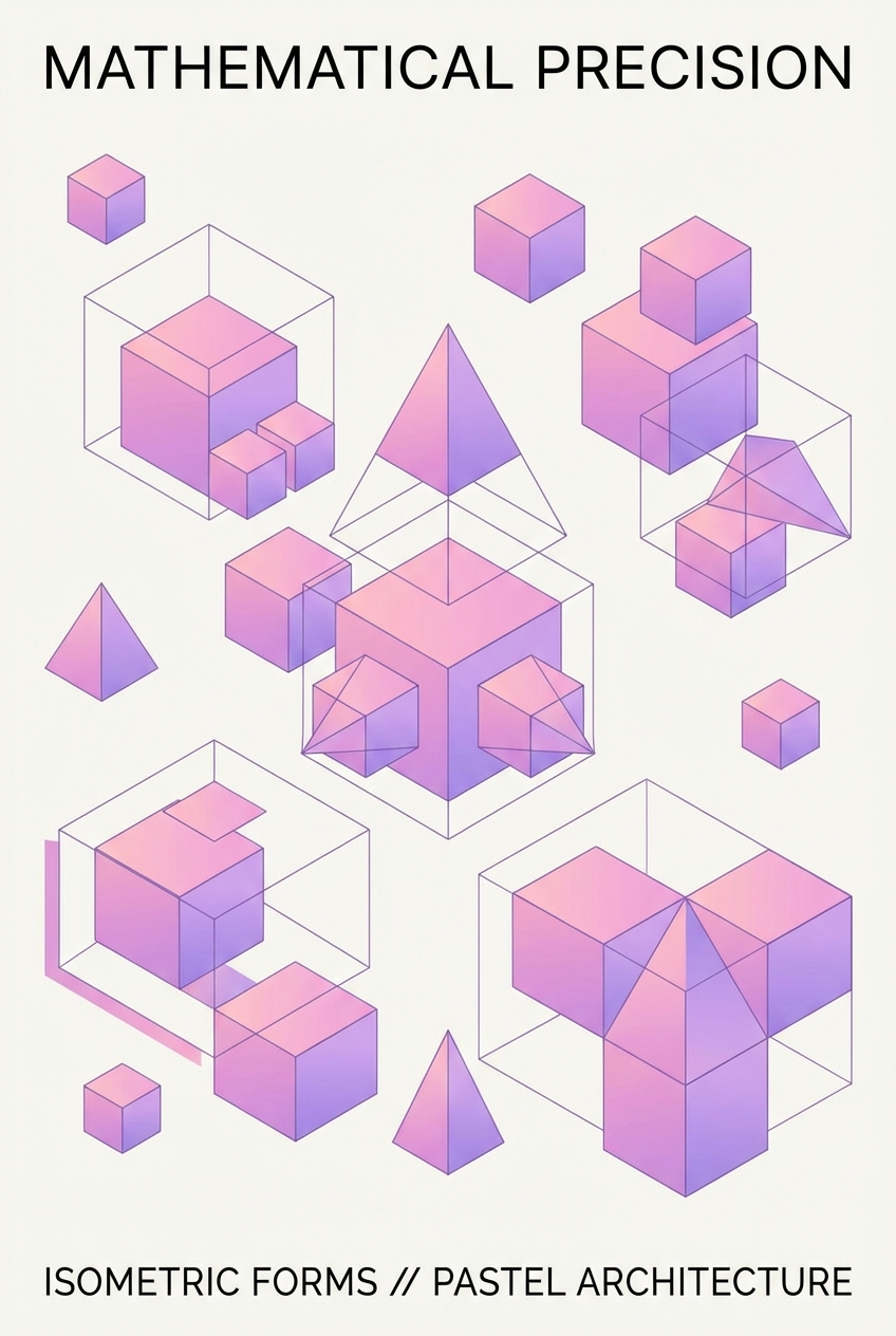 3d Isometric Geometric Pastel - for wall decoration | poster.sh