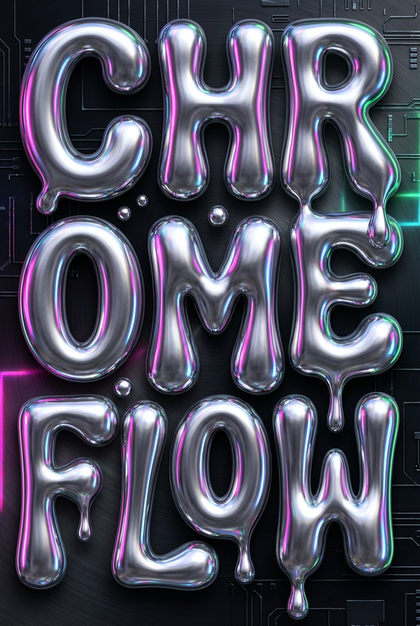Liquid Chrome Silver Art Design - for online marketing | poster.sh