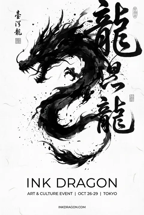 中国水墨空间动感抽象泼墨艺术海报