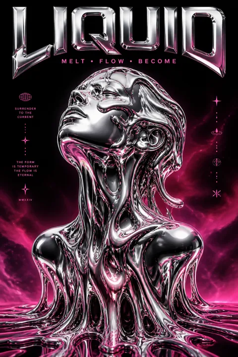 Liquid Chrome Digital Art - for online marketing | poster.sh