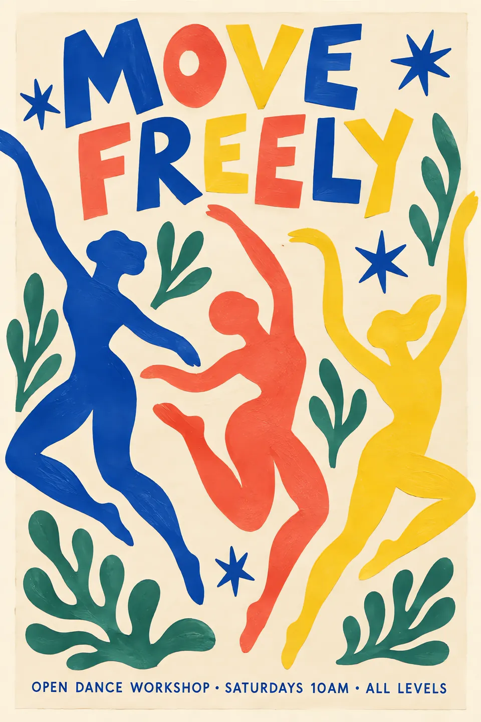 Paper Cut Joyful Blue Poster - for wall decoration | poster.sh