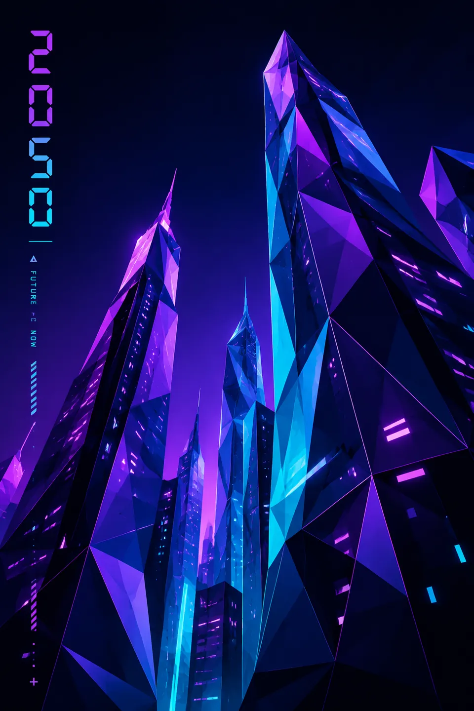 Low Poly Skyline Neon Design - for online marketing | poster.sh