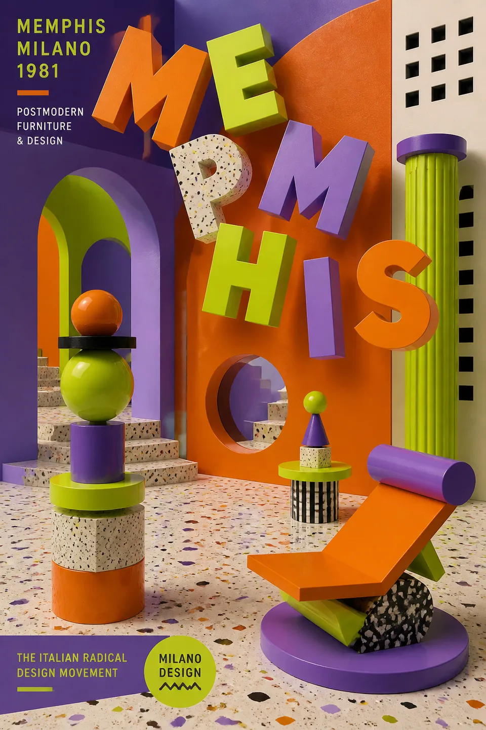 Printable Memphis Italian Vibrant Art - for online marketing | poster.sh