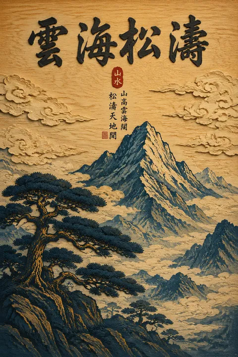 Póster generado por IA en estilo Impresión en Madera