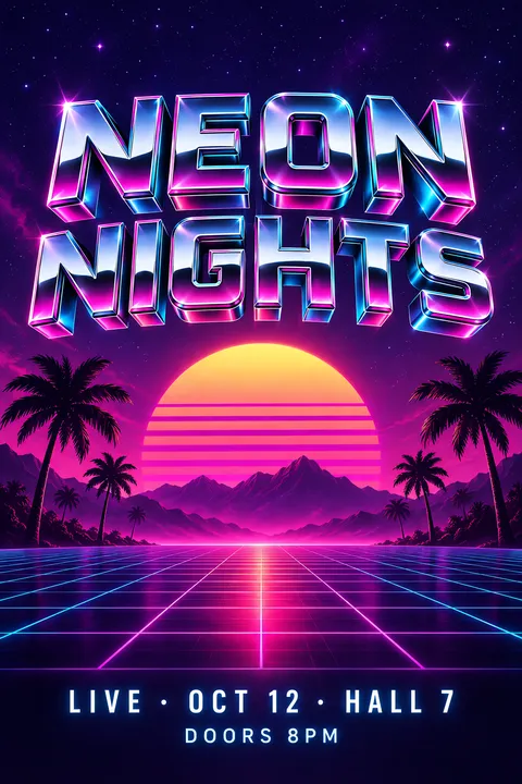 Póster generado por IA en estilo Synthwave
