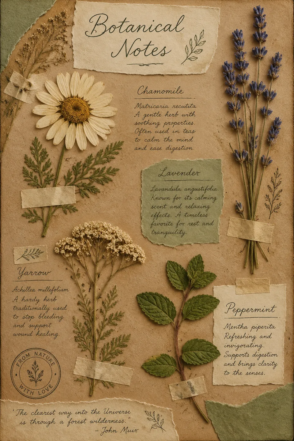 Scrapbook Botanical Green Illustration - for wall decoration | poster.sh