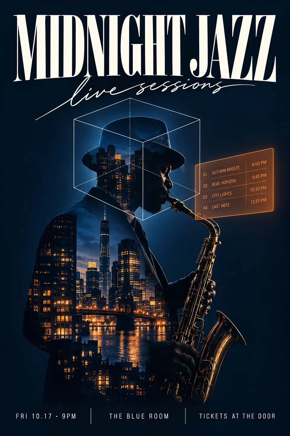 Double Exposure Premium Orange - for music events | poster.sh