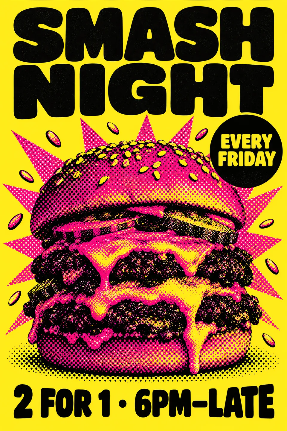 Pop Art Halftone Pink Poster - for printed materials | poster.sh