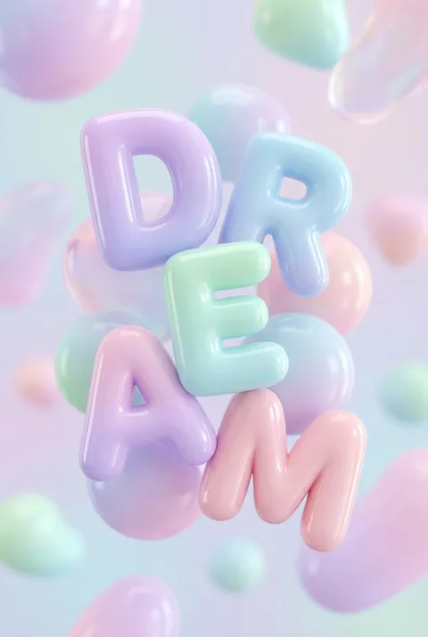 3D气泡字母艺术海报，适用于数字营销和视觉设计