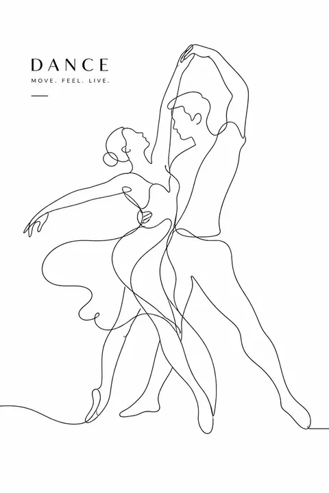 线描舞蹈人物插画海报 #869824