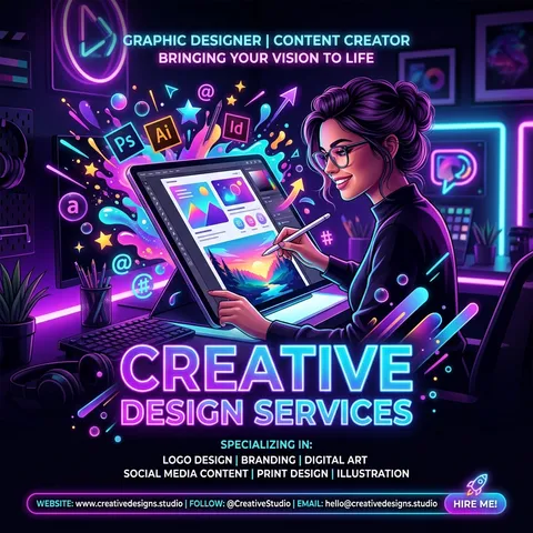 Modern neon gradient Service Promotion - for online marketing | poster.sh