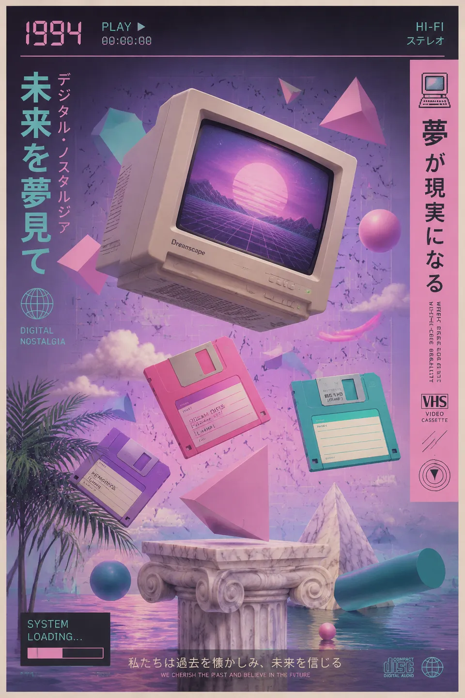 Arte Digital Vaporwave - para marketing online | poster.sh